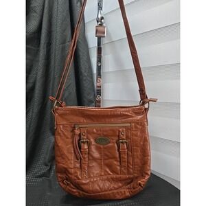 B.O.C BOC BORN CONCEPT Cross Body Purse 10" x 3" x 13"  Faux Leather Brown Y2K